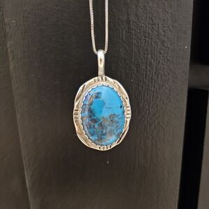 Chumash Turquoise Pendant Sterling Silver Necklace